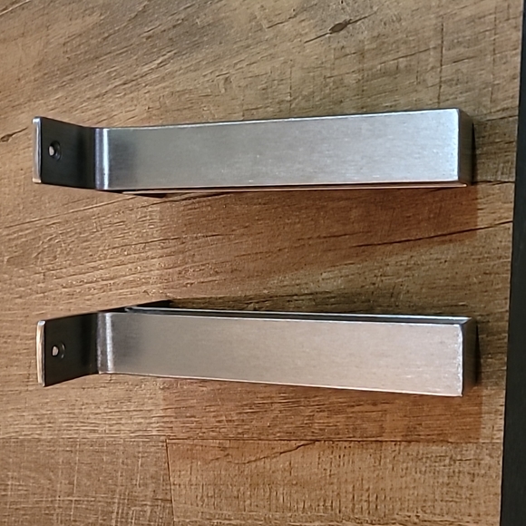 Floating shelves Like New black wood grain brushed aluminum ends set screws MINT - Picture 8 of 17